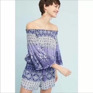 Anthropologie Raga Mazo Pommed Romper Tassel Print S